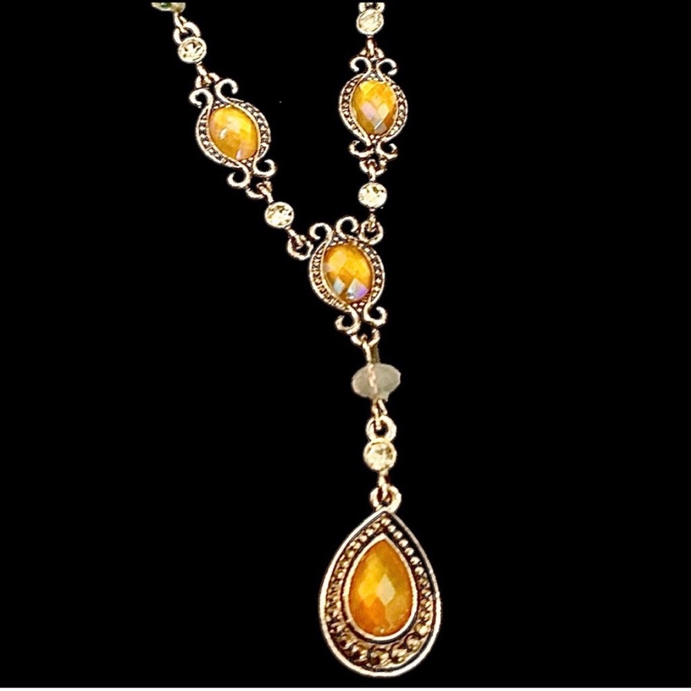 Silver necklace with matching earrings Earth tone - Picture 4 of 5